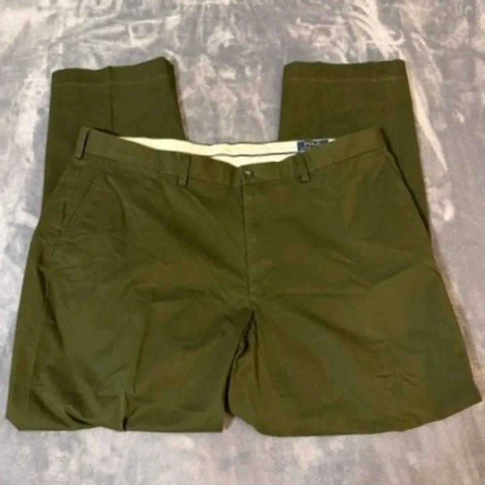 Polo Ralph Lauren Mens Stretch Classic Fit Chinos Olive Green Pants 40x32‎